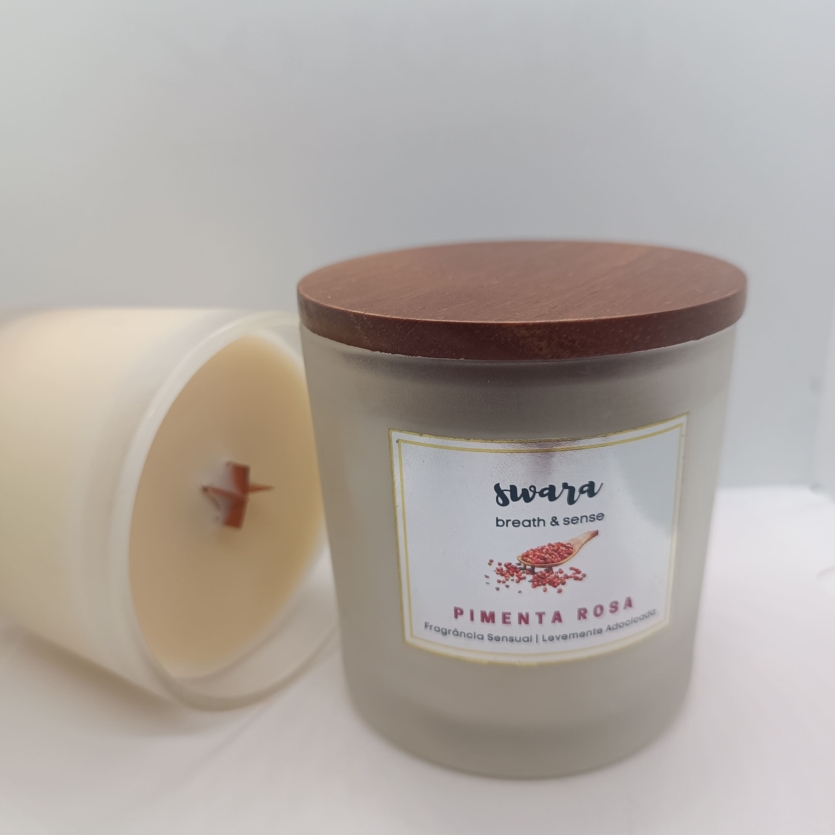 Pimenta Rosa | Vela Aromática | Cera de Coco  | Pavio Estrelado - 385G